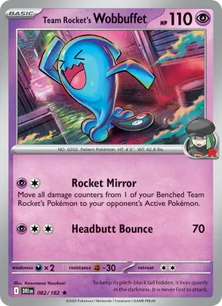 Team Rocket's Wobbuffet #082 · Destined Rivals Pokémon card