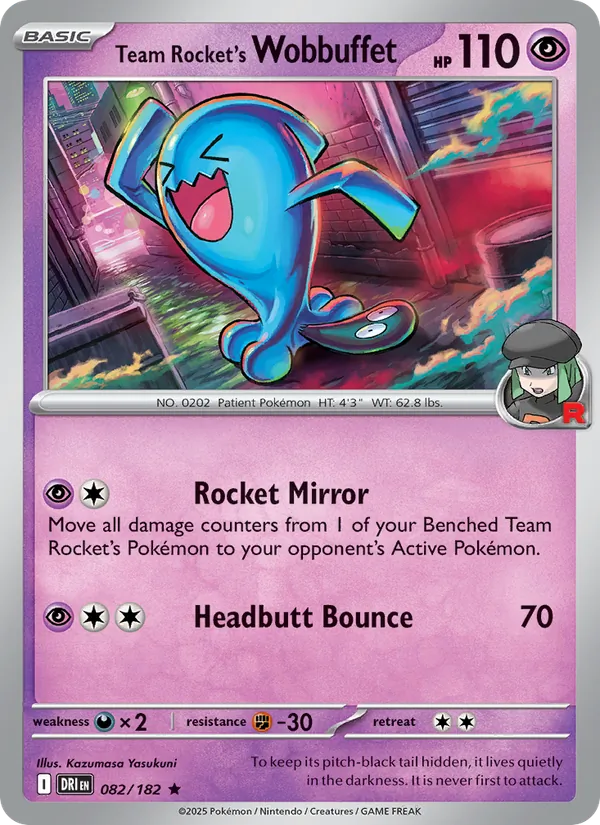 Team Rocket's Wobbuffet full card art