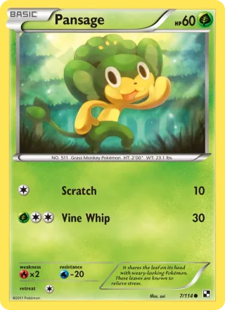 Pansage #7 · Black & White Pokémon card