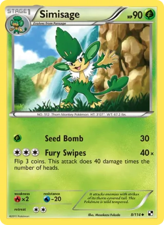 Simisage #8 · Black & White Pokémon card