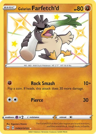 Galarian Farfetch'd #SV063 · Shining Fates Shiny Vault Pokémon card