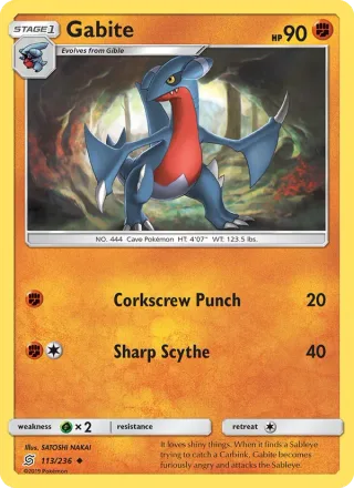 Gabite #113 · Unified Minds Pokémon card