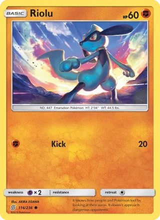 Riolu #116 · Unified Minds Pokémon card