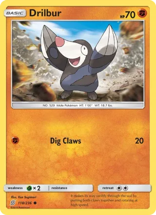 Drilbur #118 · Unified Minds Pokémon card