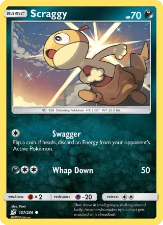 Scraggy #137 · Unified Minds Pokémon card