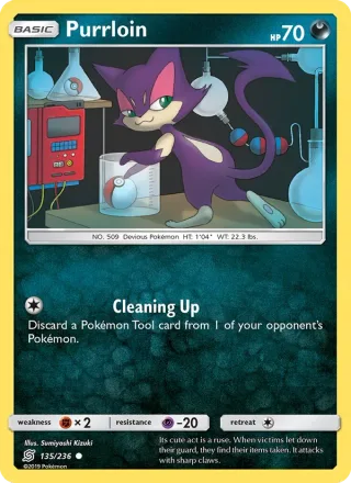 Purrloin #135 · Unified Minds Pokémon card