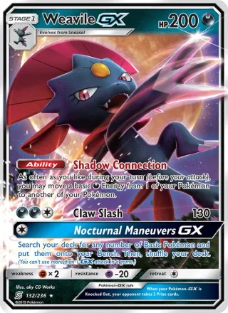 Weavile GX #132 · Unified Minds Pokémon card
