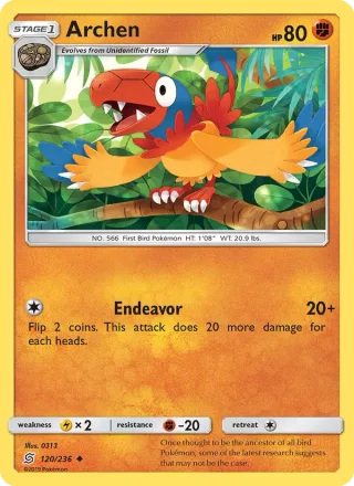 Archen #120 · Unified Minds Pokémon card
