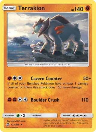 Terrakion #122 · Unified Minds Pokémon card