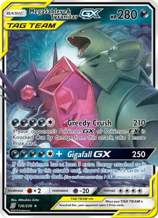 Mega Sableye & Tyranitar GX #126 · Unified Minds Pokémon card