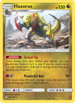 Haxorus #156 · Unified Minds Pokémon card