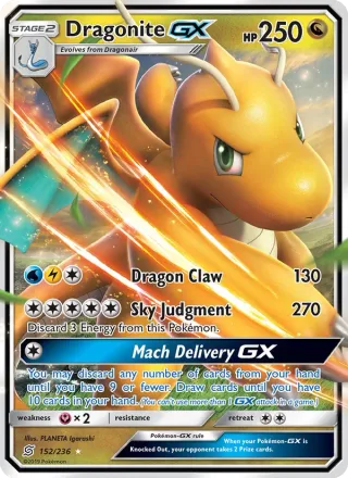 Dragonite GX #152 · Unified Minds Pokémon card