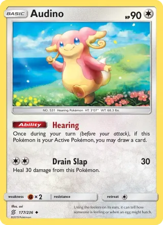 Audino #177 · Unified Minds Pokémon card