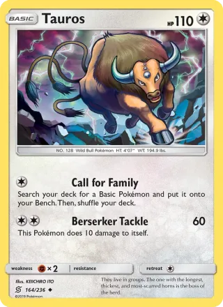 Tauros #164 · Unified Minds Pokémon card