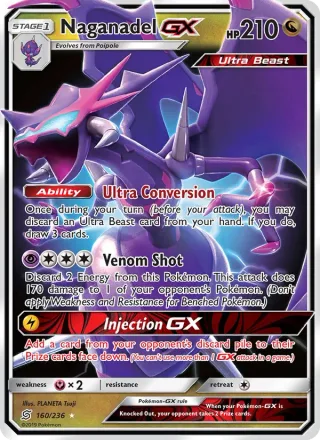 Naganadel GX #160 · Unified Minds Pokémon card