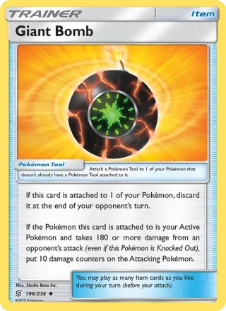 Giant Bomb #196 · Unified Minds Pokémon card