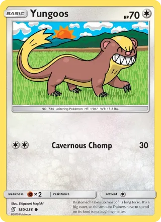 Yungoos #180 · Unified Minds Pokémon card