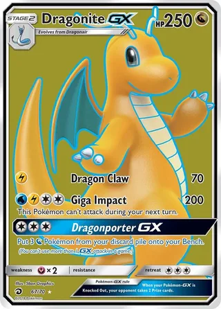 Dragonite GX #67 · Dragon Majesty Pokémon card