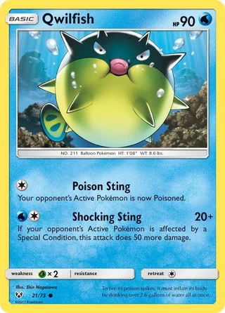 Qwilfish #21 · Shining Legends Pokémon card