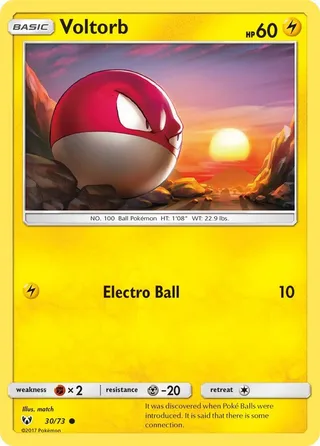 Voltorb #30 · Shining Legends Pokémon card