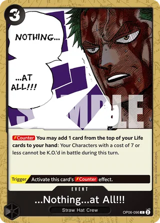 ...Nothing...at All!!! #OP06-096 · Wings of the Captain Pre-Release Cards One Piece card
