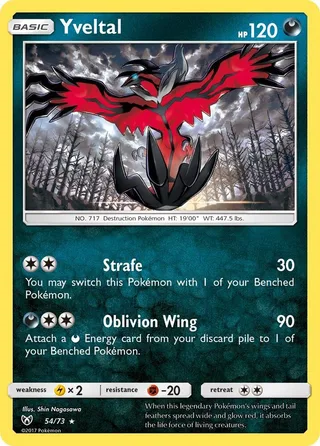 Yveltal #54 · Shining Legends Pokémon card