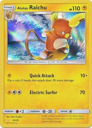 Alolan Raichu #30 · SM trainer Kit (Alolan Raichu) Pokémon card