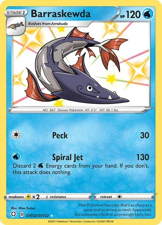 Barraskewda #SV032 · Shining Fates Shiny Vault Pokémon card