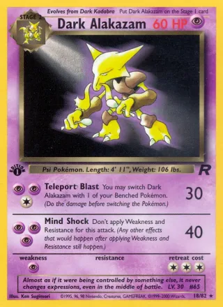 Dark Alakazam #18 · Team Rocket Pokémon card