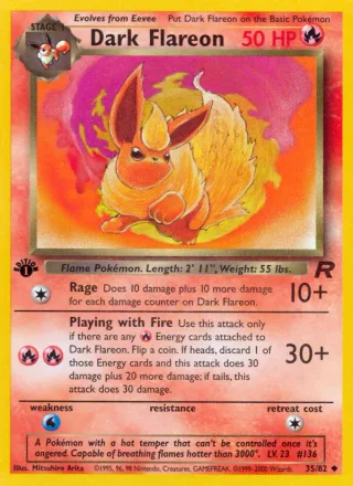 Dark Flareon #35 · Team Rocket Pokémon card