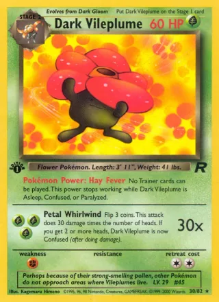 Dark Vileplume #30 · Team Rocket Pokémon card