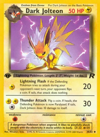 Dark Jolteon #38 · Team Rocket Pokémon card