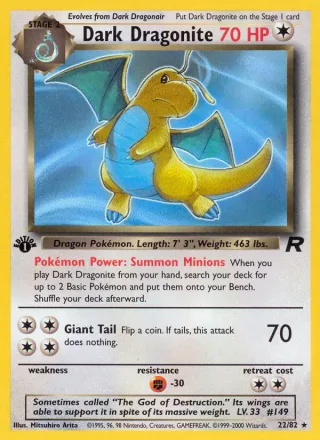 Dark Dragonite #22 · Team Rocket Pokémon card