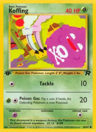 Koffing #58 · Team Rocket Pokémon card