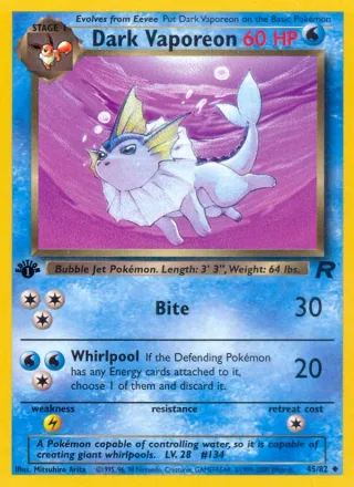 Dark Vaporeon #45 · Team Rocket Pokémon card