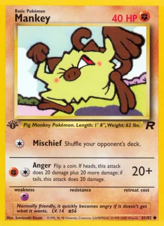 Mankey #61 · Team Rocket Pokémon card