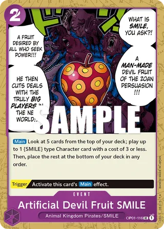 Artificial Devil Fruit SMILE #OP01-116 · Romance Dawn One Piece card