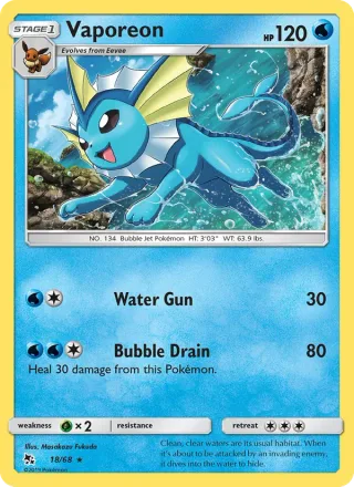 Vaporeon #18 · Hidden Fates Pokémon card
