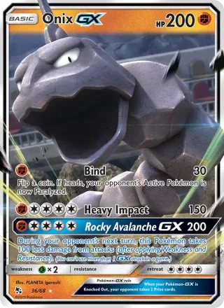 Onix GX #36 · Hidden Fates Pokémon card