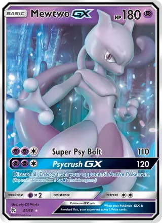 Mewtwo GX #31 · Hidden Fates Pokémon card