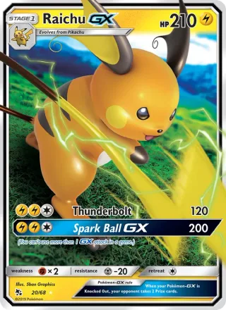 Raichu GX #20 · Hidden Fates Pokémon card