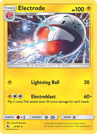Electrode #22 · Hidden Fates Pokémon card