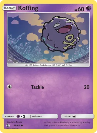 Koffing #28 · Hidden Fates Pokémon card