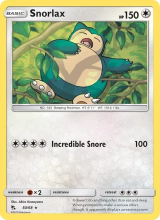 Snorlax #50 · Hidden Fates Pokémon card