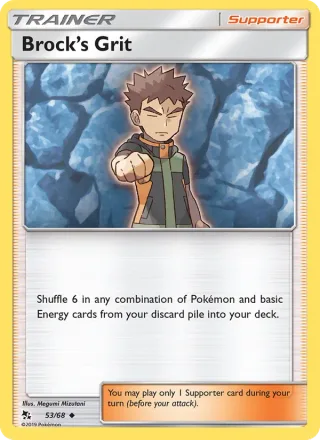 Brock’s Grit #53 · Hidden Fates Pokémon card
