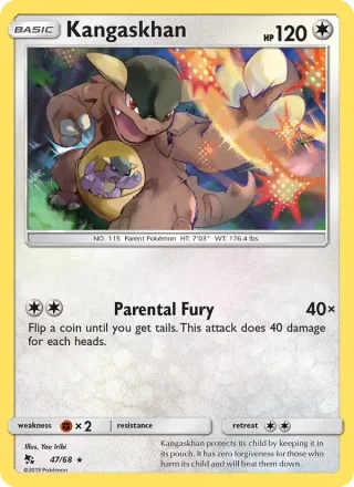 Kangaskhan #47 · Hidden Fates Pokémon card