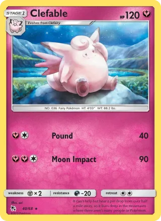 Clefable #40 · Hidden Fates Pokémon card