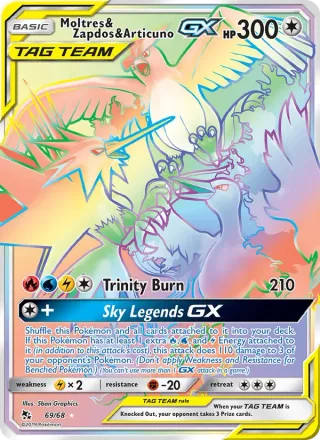 Moltres & Zapdos & Articuno GX #69 · Hidden Fates Pokémon card