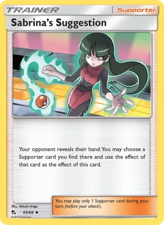 Sabrina’s Suggestion #65 · Hidden Fates Pokémon card