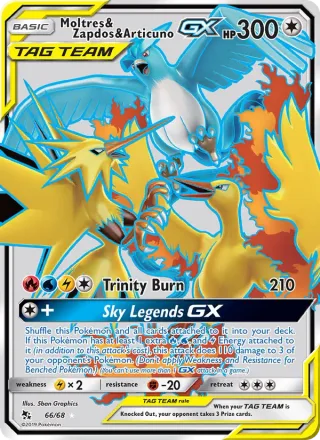 Moltres & Zapdos & Articuno GX #66 · Hidden Fates Pokémon card
